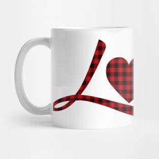 Love buffalo plaid hand written for Valentines Day Mug